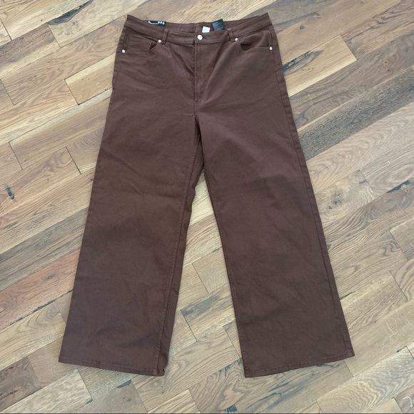 Divided Denim - H&M Divided Wide Leg High Waist Brown Jeans Plus Size 18